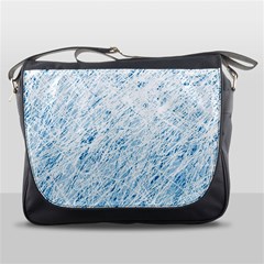 Blue Pattern Messenger Bags by Valentinaart