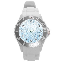 Blue Pattern Round Plastic Sport Watch (l)