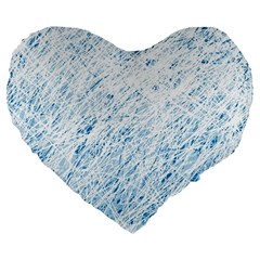 Blue Pattern Large 19  Premium Heart Shape Cushions