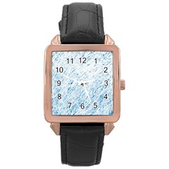 Blue Pattern Rose Gold Leather Watch 