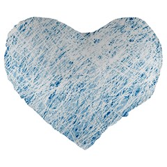 Blue Pattern Large 19  Premium Flano Heart Shape Cushions by Valentinaart