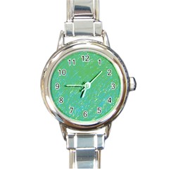 Green Pattern Round Italian Charm Watch