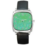 Green pattern Square Metal Watch Front