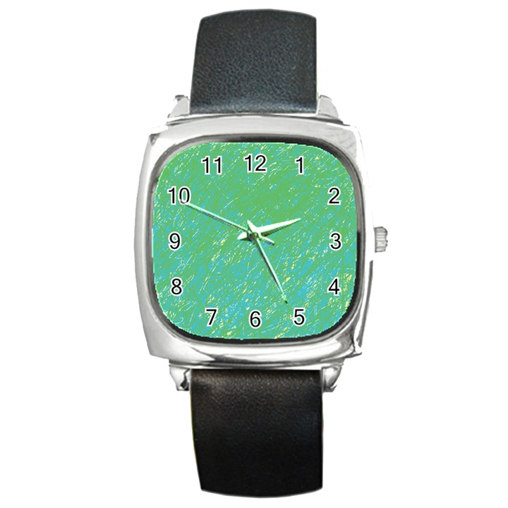 Green pattern Square Metal Watch