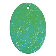 Green Pattern Oval Ornament (two Sides)