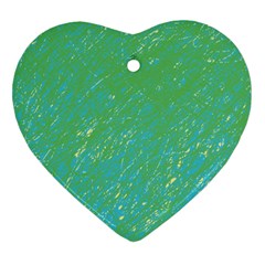 Green Pattern Heart Ornament (2 Sides)