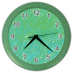 Green Pattern Color Wall Clocks