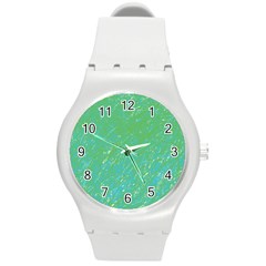 Green Pattern Round Plastic Sport Watch (m)