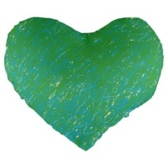 Green Pattern Large 19  Premium Heart Shape Cushions by Valentinaart