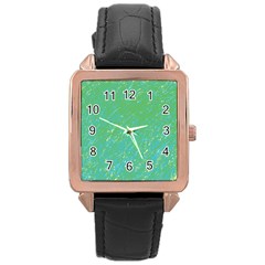 Green Pattern Rose Gold Leather Watch  by Valentinaart