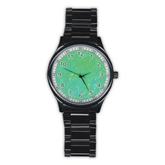 Green Pattern Stainless Steel Round Watch by Valentinaart