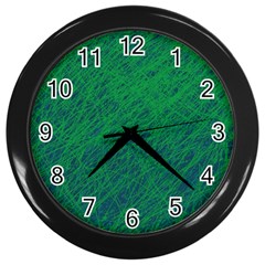 Deep Green Pattern Wall Clocks (black)