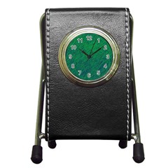 Deep Green Pattern Pen Holder Desk Clocks by Valentinaart