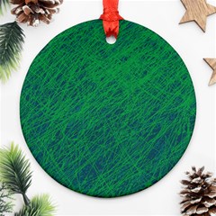 Deep Green Pattern Round Ornament (two Sides)  by Valentinaart