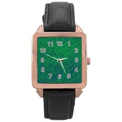 Deep Green Pattern Rose Gold Leather Watch 