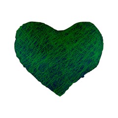 Deep Green Pattern Standard 16  Premium Flano Heart Shape Cushions by Valentinaart