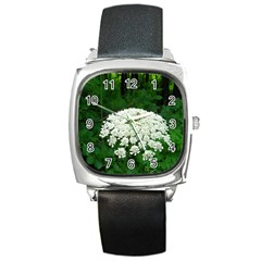 Beetle And Flower Square Metal Watch by randolpheckel