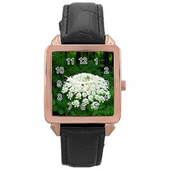 Beetle And Flower Rose Gold Leather Watch  by randolpheckel