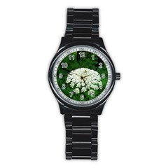 Beetle And Flower Stainless Steel Round Watch