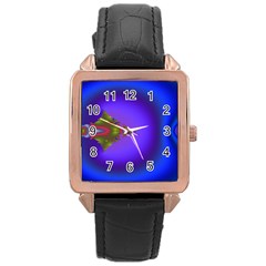 Into The Blue Fractal Rose Gold Leather Watch 