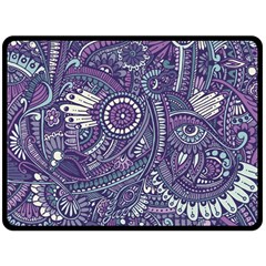 Purple Hippie Flowers Pattern, Zz0102, Double Sided Fleece Blanket (large) by Zandiepants