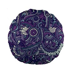 Purple Hippie Flowers Pattern, Zz0102, Standard 15  Premium Flano Round Cushion 