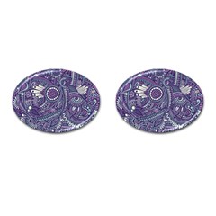 Purple Hippie Flowers Pattern, Zz0102, Cufflinks (oval) by Zandiepants