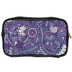 Purple Hippie Flowers Pattern, Zz0102, Toiletries Bag (two Sides) by Zandiepants