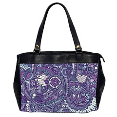 Purple Hippie Flowers Pattern, Zz0102, Oversize Office Handbag (2 Sides) by Zandiepants