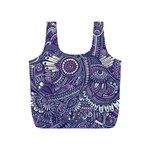 Purple Hippie Flowers Pattern, zz0102, Full Print Recycle Bag (S) Front