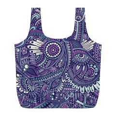 Purple Hippie Flowers Pattern, Zz0102, Full Print Recycle Bag (l) by Zandiepants