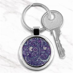 Purple Hippie Flowers Pattern, Zz0102, Key Chain (round) by Zandiepants