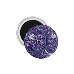 Purple Hippie Flowers Pattern, Zz0102, 1 75  Magnet