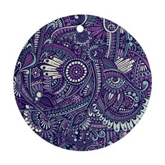 Purple Hippie Flowers Pattern, Zz0102, Ornament (round) by Zandiepants