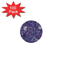 Purple Hippie Flowers Pattern, Zz0102, 1  Mini Button (100 Pack)  by Zandiepants