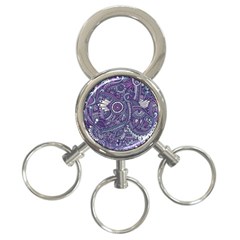 Purple Hippie Flowers Pattern, Zz0102, 3-ring Key Chain by Zandiepants