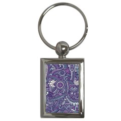 Purple Hippie Flowers Pattern, Zz0102, Key Chain (rectangle) by Zandiepants