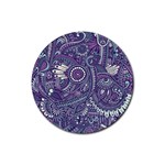 Purple Hippie Flowers Pattern, zz0102, Rubber Coaster (Round) Front