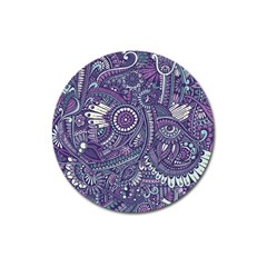 Purple Hippie Flowers Pattern, Zz0102, Magnet 3  (round) by Zandiepants