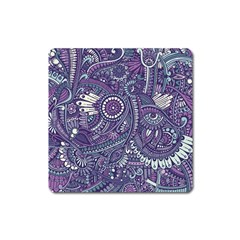 Purple Hippie Flowers Pattern, Zz0102, Magnet (square) by Zandiepants