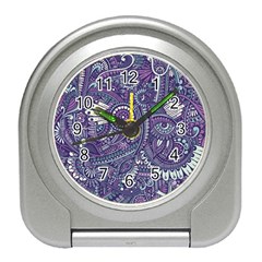 Purple Hippie Flowers Pattern, Zz0102, Travel Alarm Clock by Zandiepants