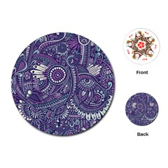 Purple Hippie Flowers Pattern, Zz0102, Playing Cards (round) by Zandiepants