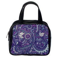 Purple Hippie Flowers Pattern, Zz0102, Classic Handbag (one Side) by Zandiepants