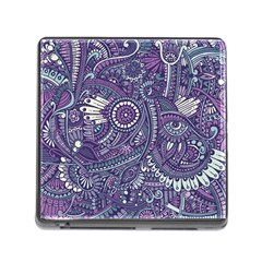 Purple Hippie Flowers Pattern, Zz0102, Memory Card Reader (square) by Zandiepants