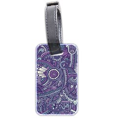 Purple Hippie Flowers Pattern, Zz0102, Luggage Tag (two Sides) by Zandiepants