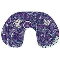 Purple Hippie Flowers Pattern, Zz0102, Travel Neck Pillow by Zandiepants