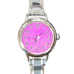 Pink Pattern Round Italian Charm Watch by Valentinaart