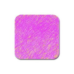 Pink Pattern Rubber Square Coaster (4 Pack) 