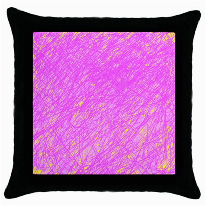 Pink pattern Throw Pillow Case (Black)