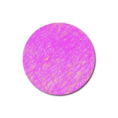 Pink Pattern Rubber Coaster (round) 